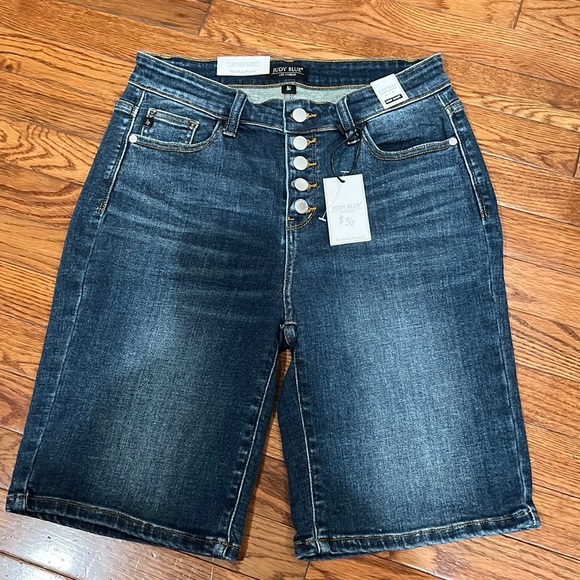 Judy Blue Pants - Judy Blue Bermuda Shorts, Button Fly High Waist